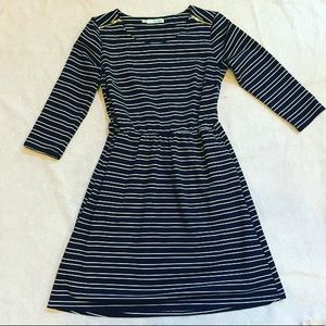 Navy and white striped dress